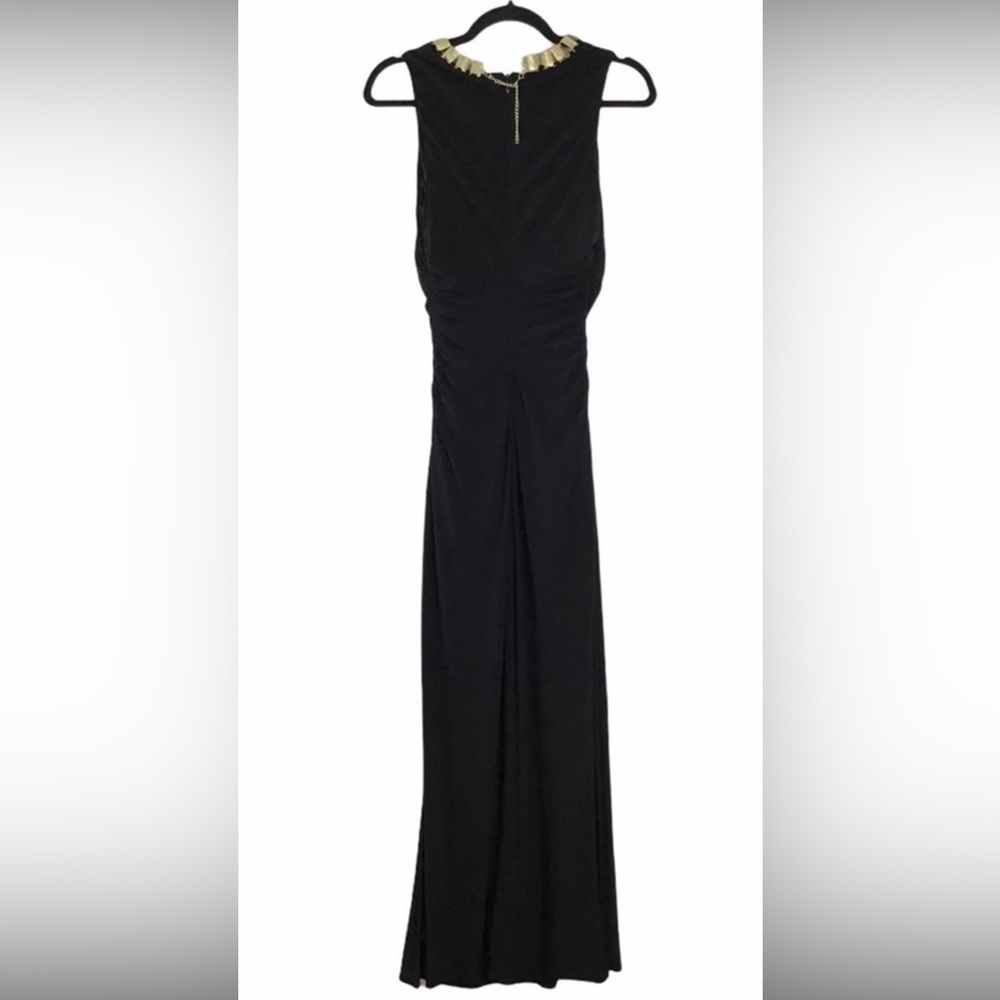 LAUNDRY BY SHELLI SEGAL BLACK SHIRRED JERSEY NECKLACE DRESS/GOWN size si… - Picture 13 of 16